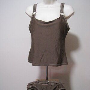Women's Medium Unbranded 2 Piece Dark Brown Spaghetti Strap Swim Top & Thong